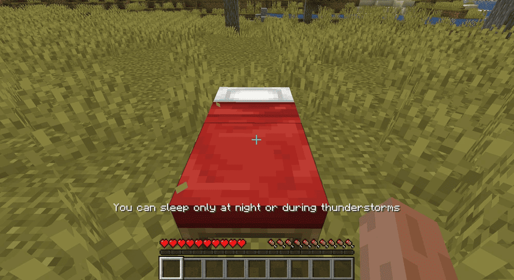 minecraft can only sleep on bed at night or during thunderstorms