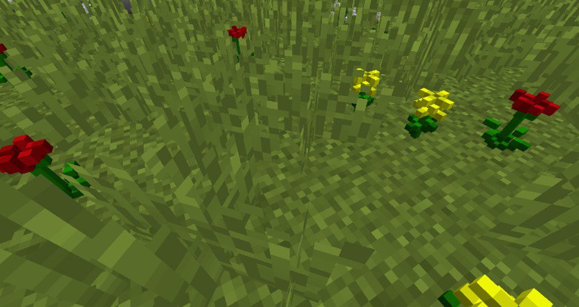 minecraft default3d yellow and red flowers