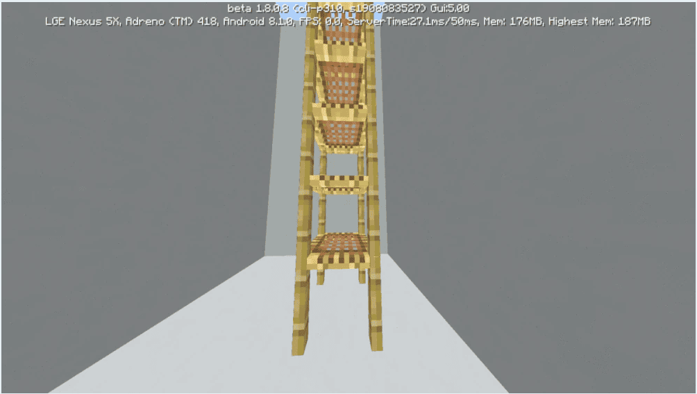 minecraft scaffolding stacked upwards