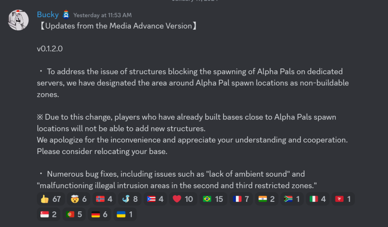 Palworld V0.1.2.0 Patch Notes