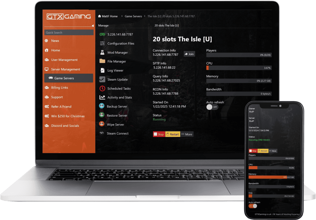 the isle hosting control panel mockup with a laptop and mobile.